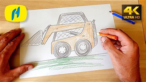 how to draw a skid steer step by step|front end loader sketch.